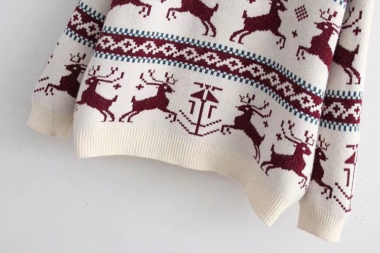 Custom High Quality Unisex Crew neck Jacquard Knit Pullover Sweater Christmas Jumper for Adults