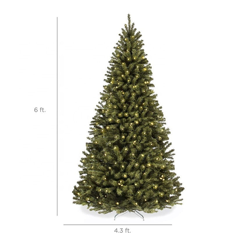 2024 Christmas Tree 6ft Pre-Lit Spruce Hinged Artificial Christmas Tree w/ 250  Incandescent Warm White Lights