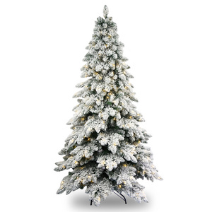 2024 Arbol de navided Snow Christmas Tree with Led Light, Indoor Family Christmas Tree with Metal Base