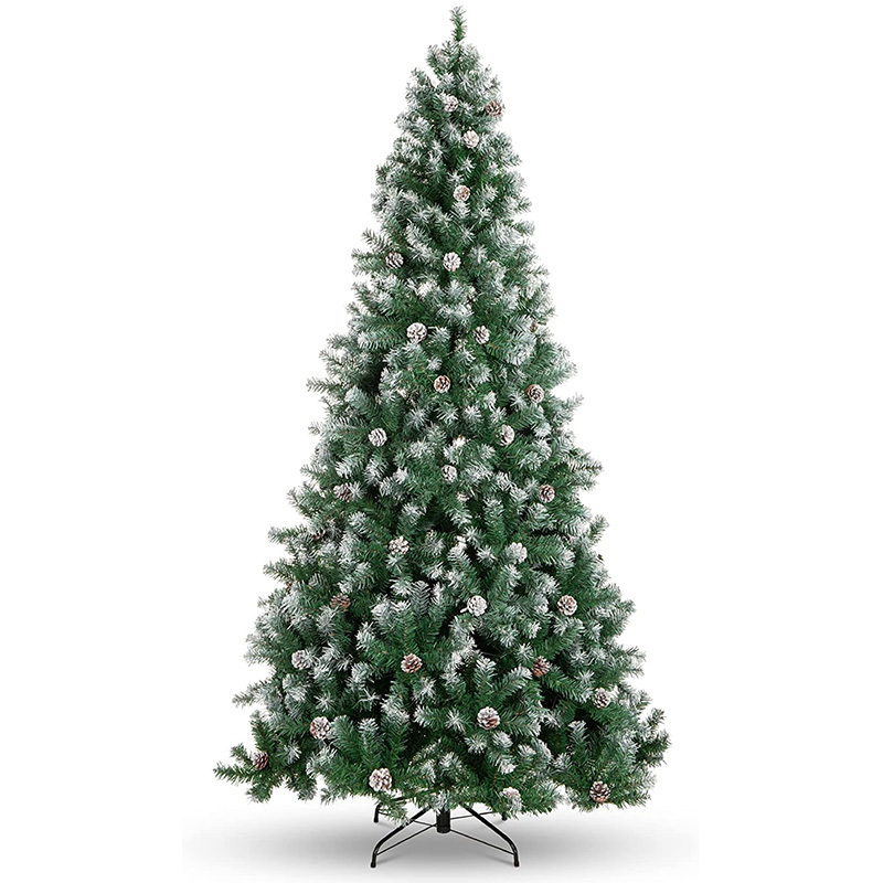 6 ft Pre-Decorated Holiday Christmas Tree  with 1000 PVC Branch trips,Partially Flocked Design