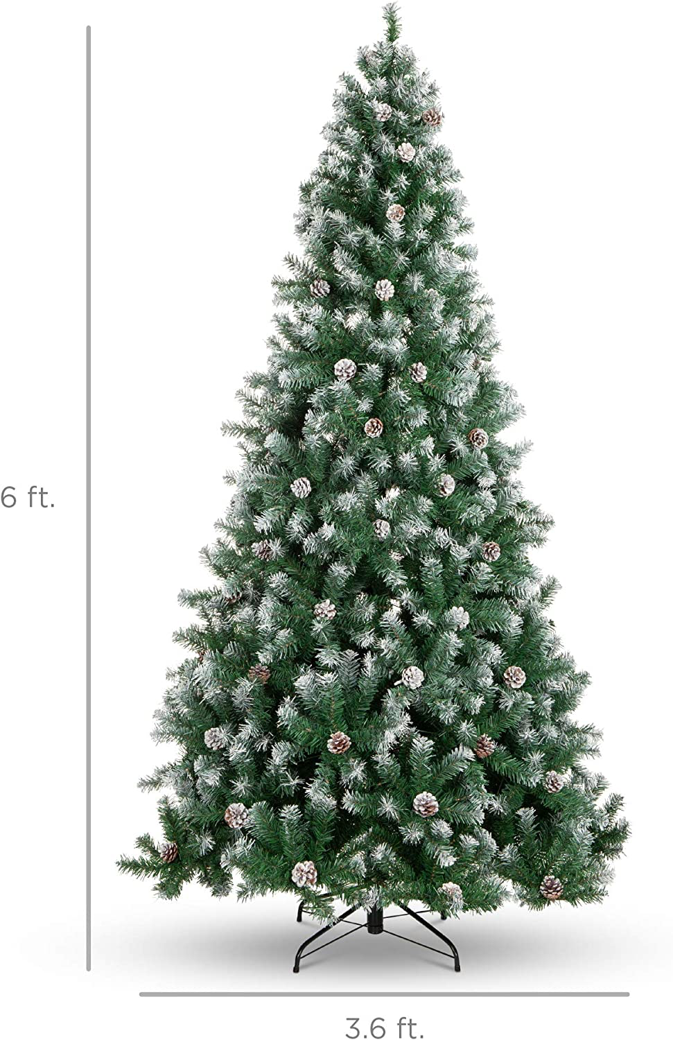 6 ft Pre-Decorated Holiday Christmas Tree  with 1000 PVC Branch trips,Partially Flocked Design