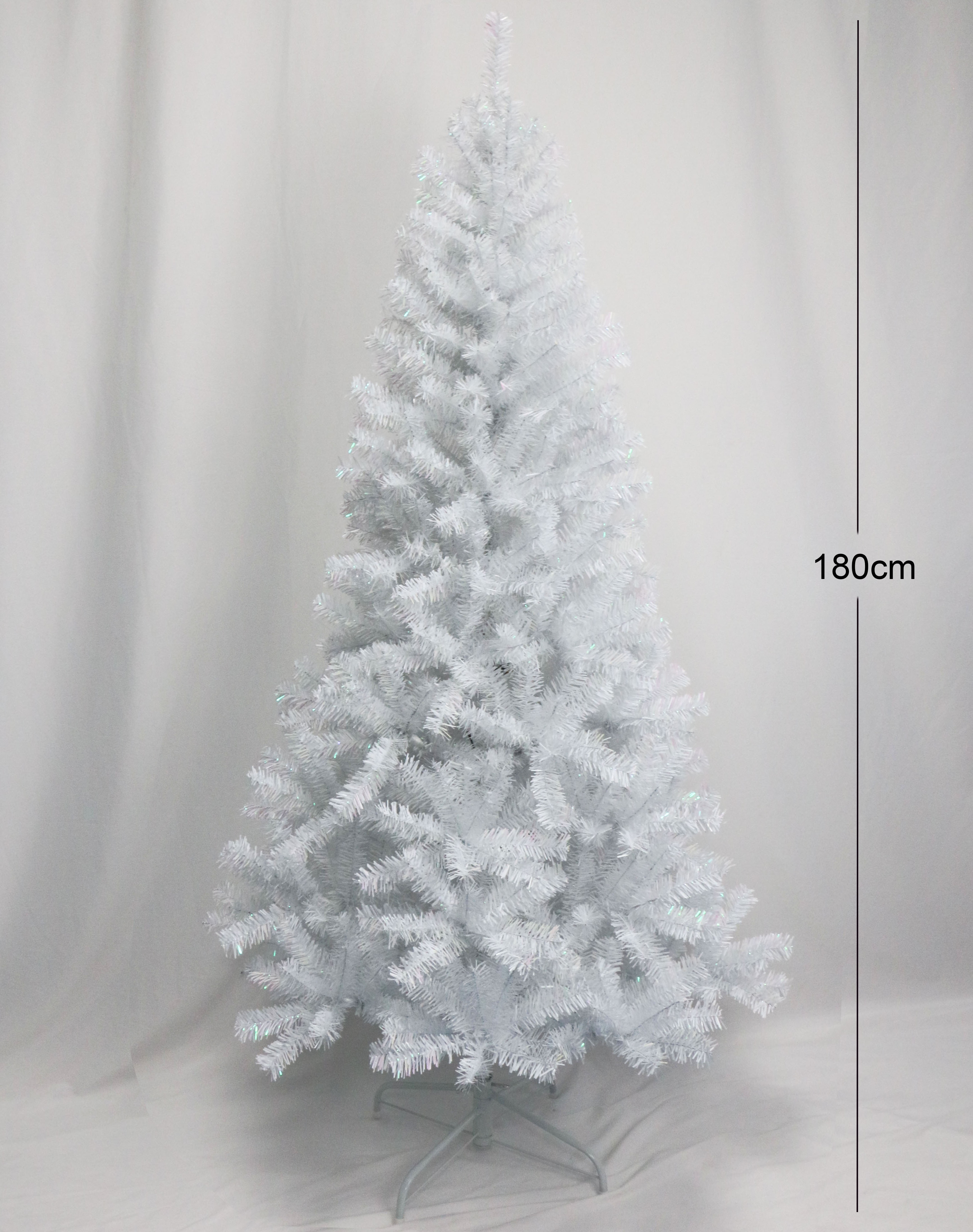 180 cm height with 708 branches White  Christmas tree with iridescent branch tips