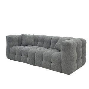 Creamy wind lamb wool fabric sofa Italian minimalist living room three marshmallow straight row sofa