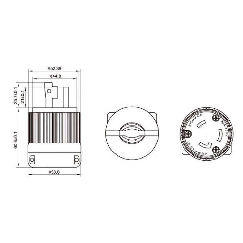 30A Generator Plug Twist Lock 125/250V NEMA L6-30P 3 Pin Male Plug Replacement Male Plug