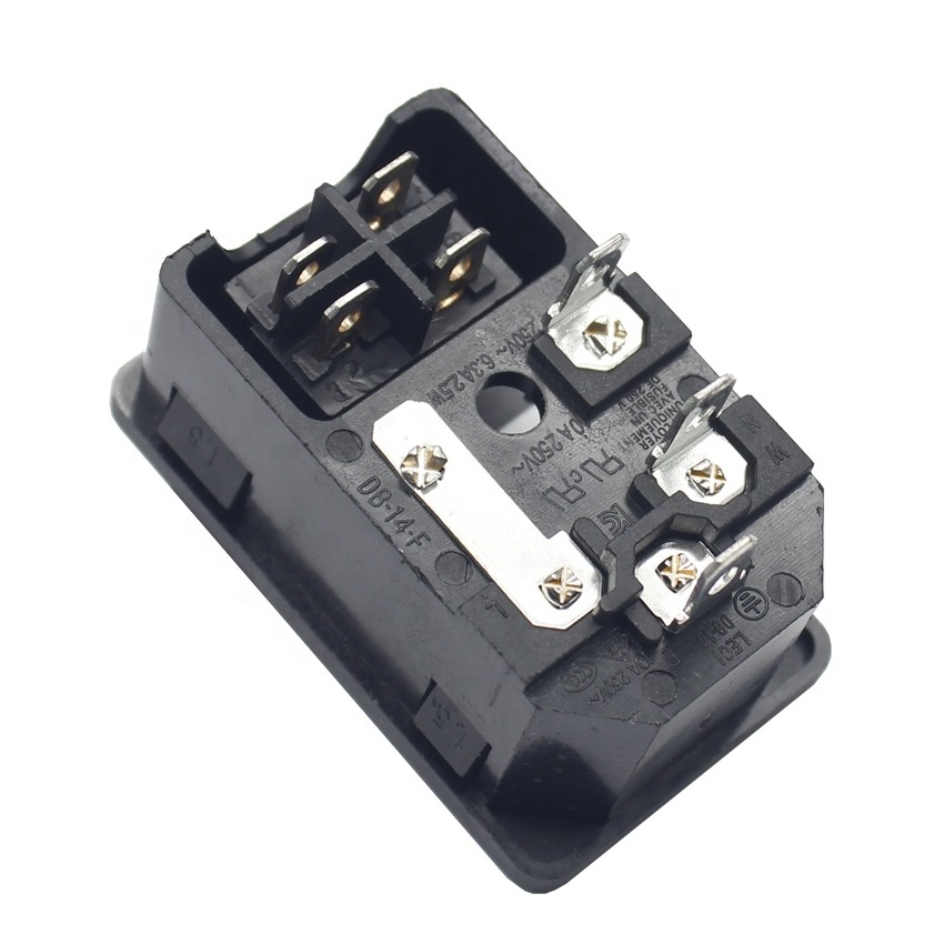 IEC 320 C14 3 Pin inlet connector plug power socket with 10A fuse holder socket male connector