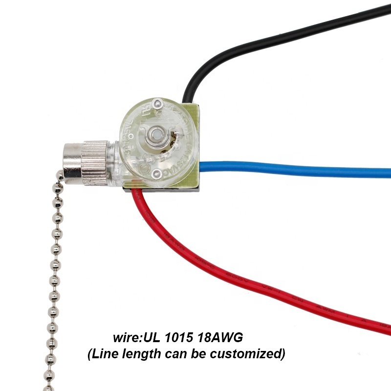 ZING EAR ON OFF 3 Speed Pull Chain Control Brass 4 Wire 3A 6A 125V 250V Ceiling Fan Pull Cord Chain Switch