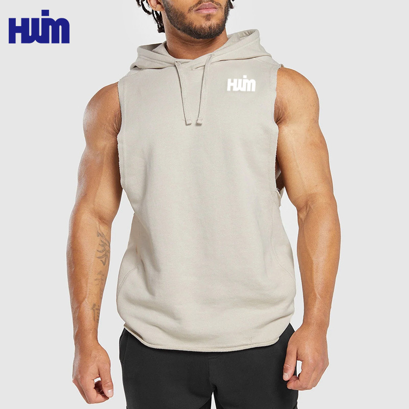 Custom Logo Mens Blank Vest Gym Workout Fitness Sleeveless Muscle Sports Bodybuilding Hoodie Tank Tops For Men