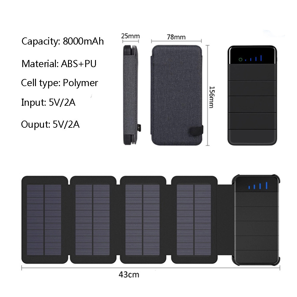 Hot Selling Products in Alibaba Rechargeable Solar Panel Charger Power Bank 8000mAh