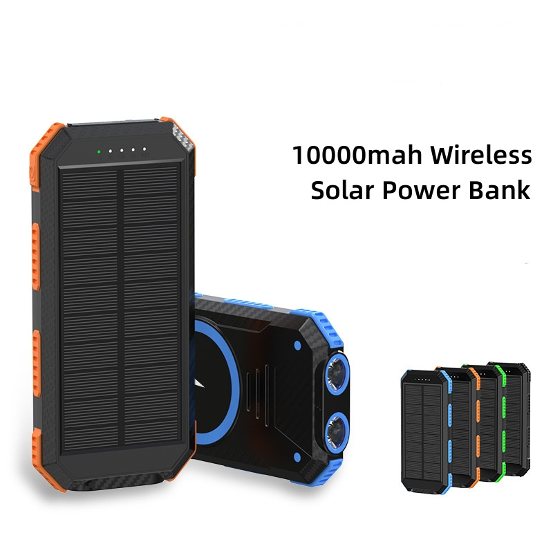 Portable Type-c 3A Wireless Solar Charger Solar Power Bank 10000mah