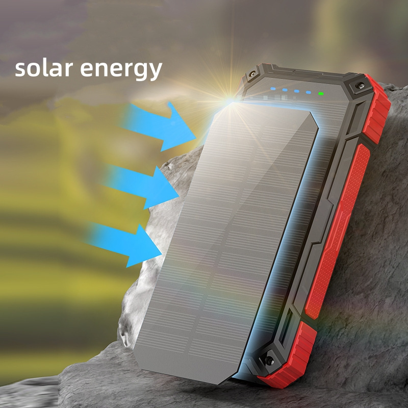 New Product 2024 3A Type-C Solar Wireless Power Bank 20000mah with Built-in 4 cables