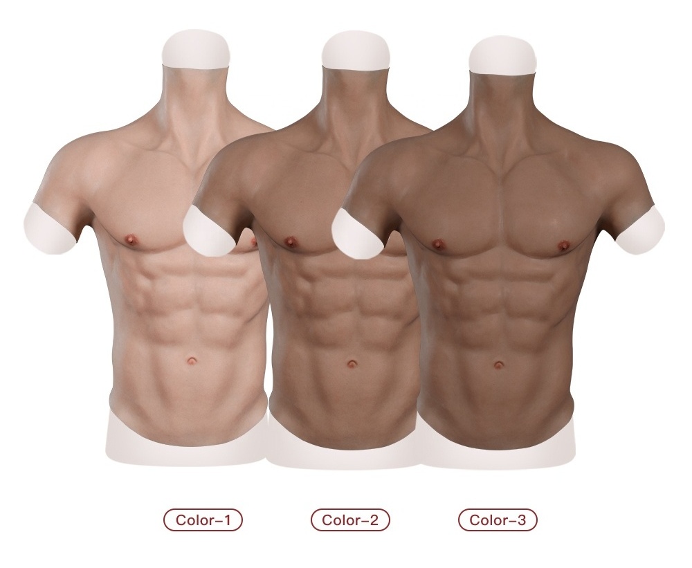 Realistic Silicone Muscle Suit Fake Muscles Chest for Cosplay Halloween