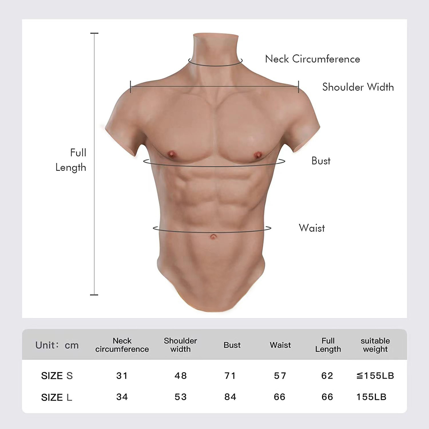 Realistic Silicone Muscle Suit Male Chest Fake Muscle for Crossdressing