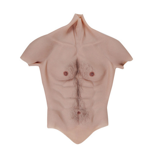 Realistic Fake Muscle Silicone Male Half Body Suit with Lifelike Chest Hairs