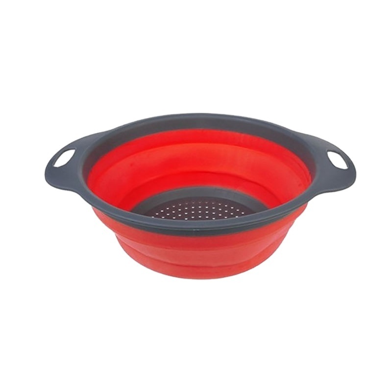 Durable collapsible vegetables fruits cleaning bowl multifunction sink kitchen drain basket with handle