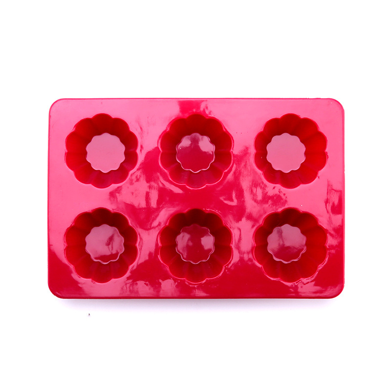 Food grade reusable non-stick mould 6 cups mini round muffin baking tray soft silicone cake mold