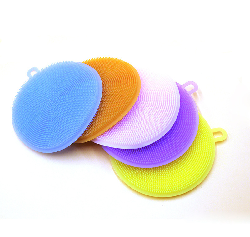 Dish Washing Scrubber Round Silicone Kitchen Cleaning Brush