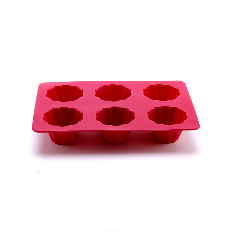 Food grade reusable non-stick mould 6 cups mini round muffin baking tray soft silicone cake mold