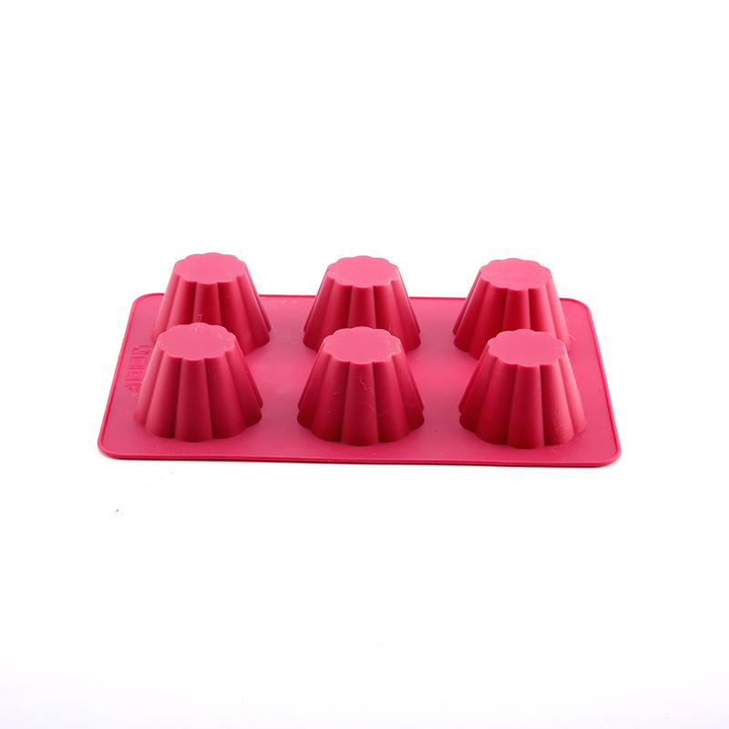 Food grade reusable non-stick mould 6 cups mini round muffin baking tray soft silicone cake mold