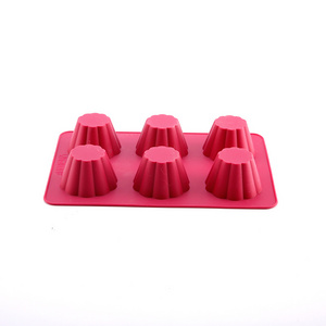 Food grade reusable non-stick mould 6 cups mini round muffin baking tray soft silicone cake mold