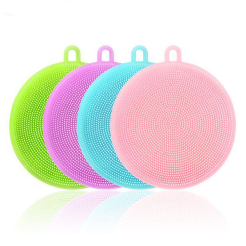 Dish Washing Scrubber Round Silicone Kitchen Cleaning Brush