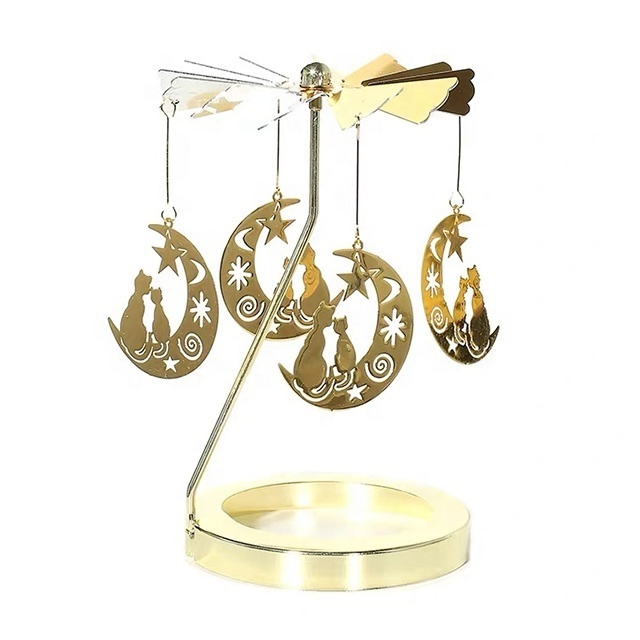 Custom Stand Home Decor Candle Holder Accessories Metal Gold Rotating Candlestick Holder