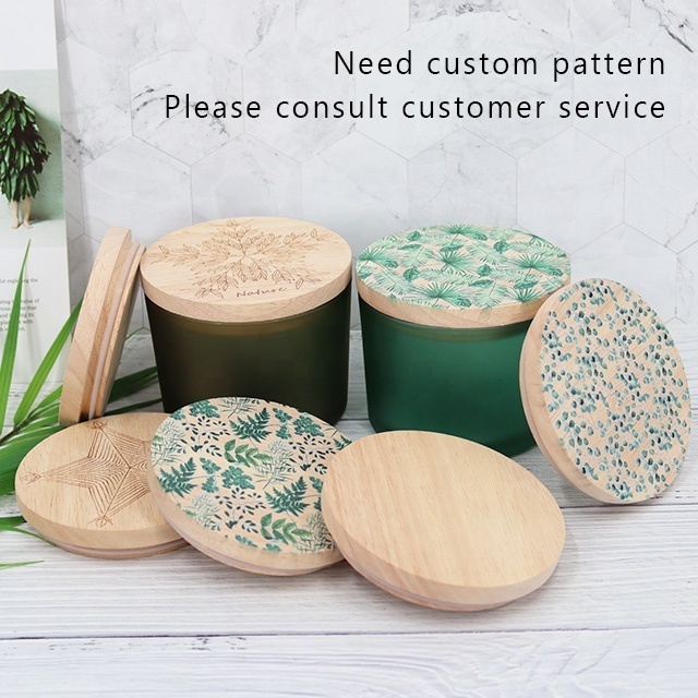 Wholesale Empty Candle Holders In Bulk For Home Decor Luxury Frosted Glass Candle Vessels Container Jars With Wooden Lid