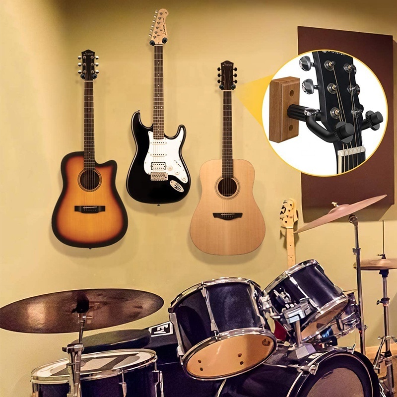 Hot Selling Personalized Guitar Wooden base Hook Guitar Wooden Hanger Wall Mount Hanger for Ukulele Mandolin Bass Banjo