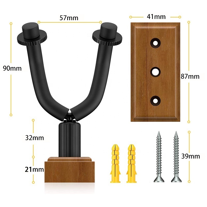 Hot Selling Personalized Guitar Wooden base Hook Guitar Wooden Hanger Wall Mount Hanger for Ukulele Mandolin Bass Banjo