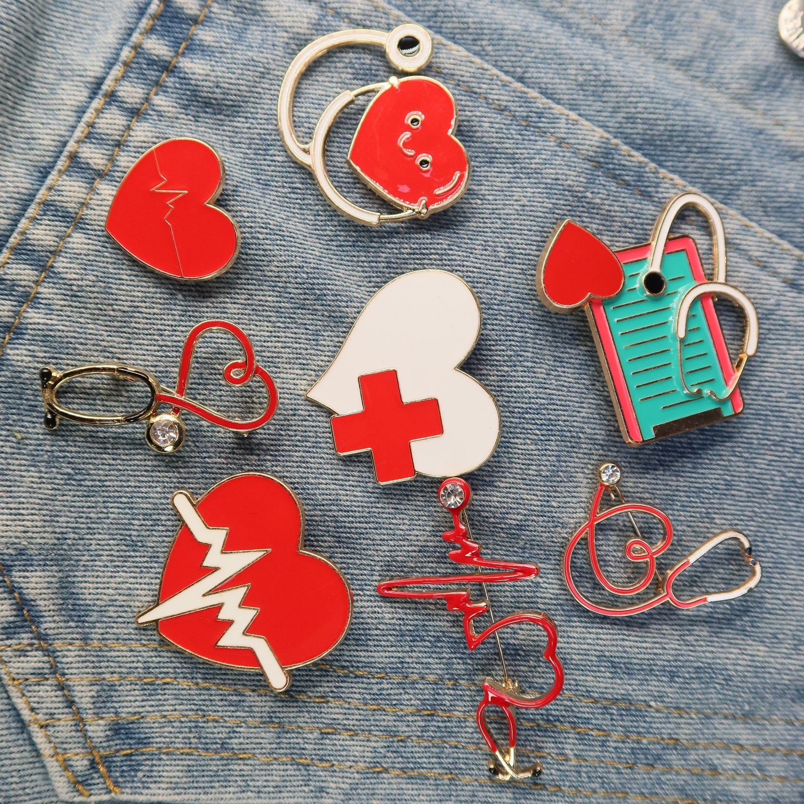 Ready Stock Medical Pin Brooch Nurse Doctor Enamel Lapel Pins for Clothes with Safe Clutch Backing Cards