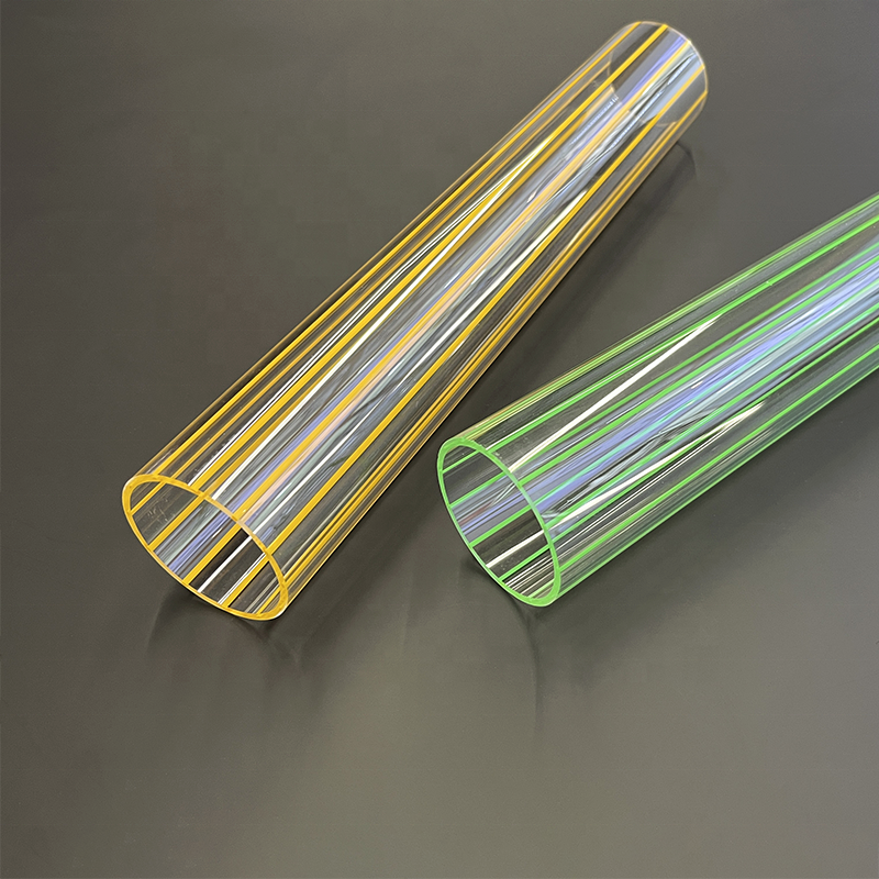 Plastic Extrusion Waterproof Fluorescent Lighting Cover Visible Acrylic Tubes And Pipes With Coloring Lines Inside