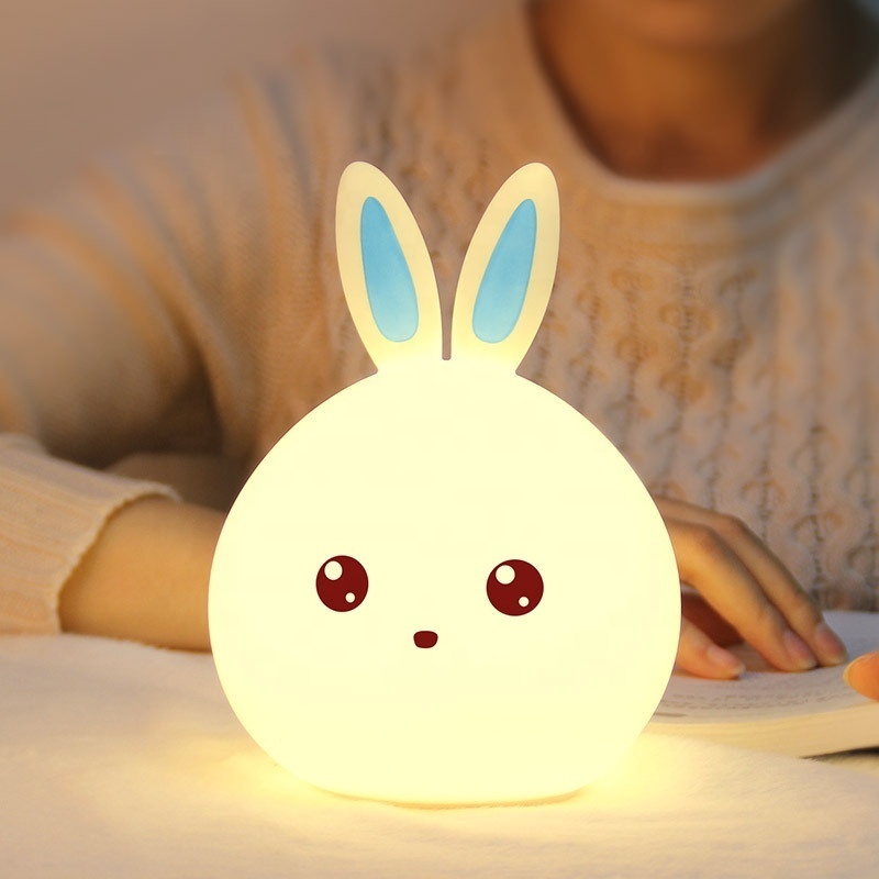 7 Color Changeable Silicone Cute Rabbit Mood Lamp Night Light with Touch Sensor Control for Led Silicone for Kids Eco-friendly