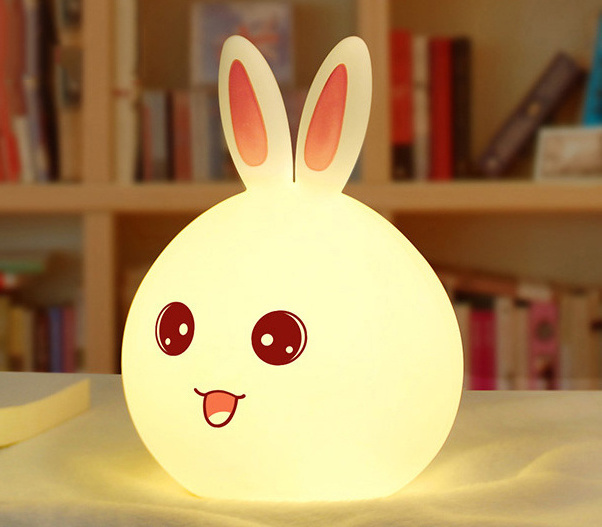 7 Color Changeable Silicone Cute Rabbit Mood Lamp Night Light with Touch Sensor Control for Led Silicone for Kids Eco-friendly