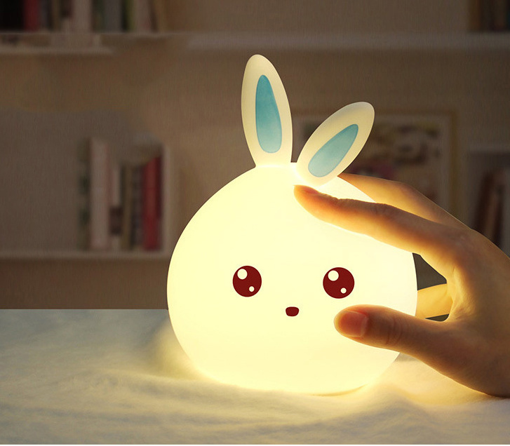 7 Color Changeable Silicone Cute Rabbit Mood Lamp Night Light with Touch Sensor Control for Led Silicone for Kids Eco-friendly