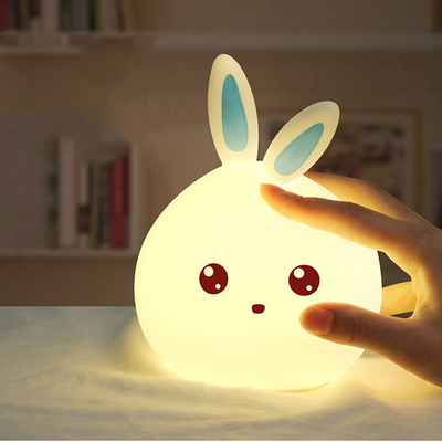 7 Color Changeable Silicone Cute Rabbit Mood Lamp Night Light with Touch Sensor Control for Led Silicone for Kids Eco-friendly