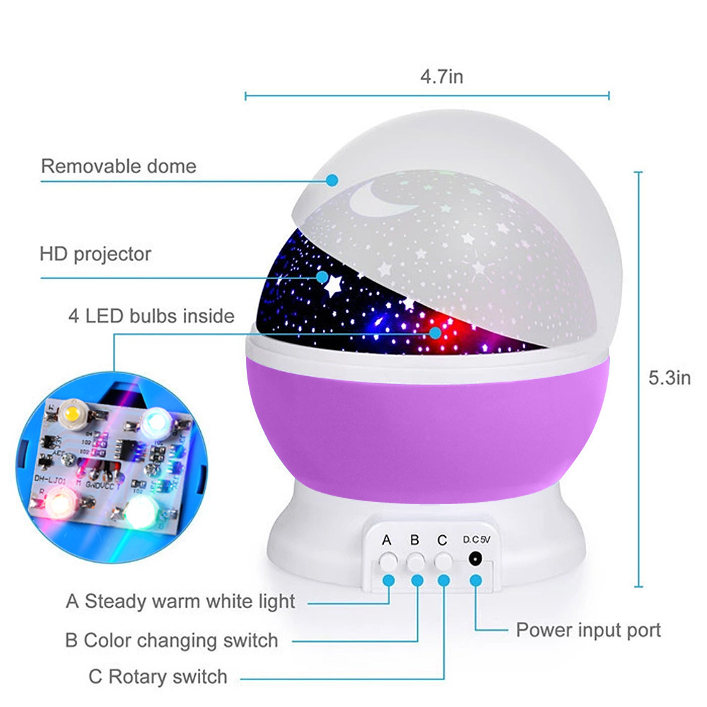 unicorn laser starry sky projector lamp moon stars night lights battery operated night light for Kids