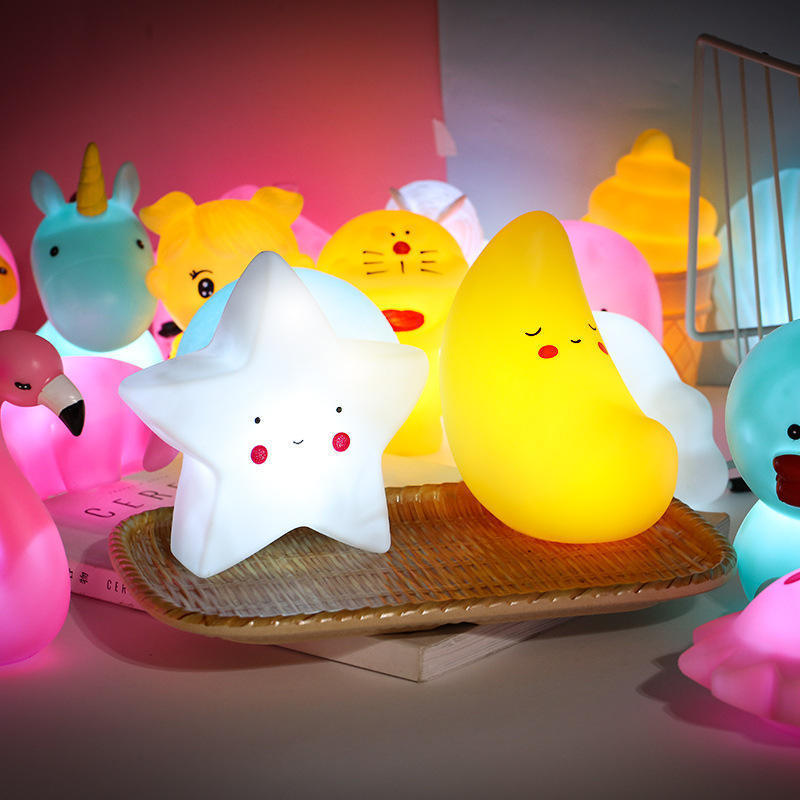 Led Lights Animal Baby Night Light Room Decoration Cute Sun and Moon Star Children's Bedroom Battery Powered Indoor Pvc Mini 70