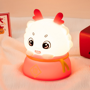 LED USB Rechargeable remote control  Dimming Dragon Touch Cartoon Cute Bedroom Decor Silicone baby loong Table Lamp Night Light