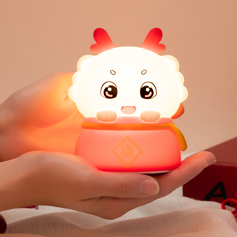 Creative silicone dragon rechargeable sleeping light atmospheric LED cute dragon color night light