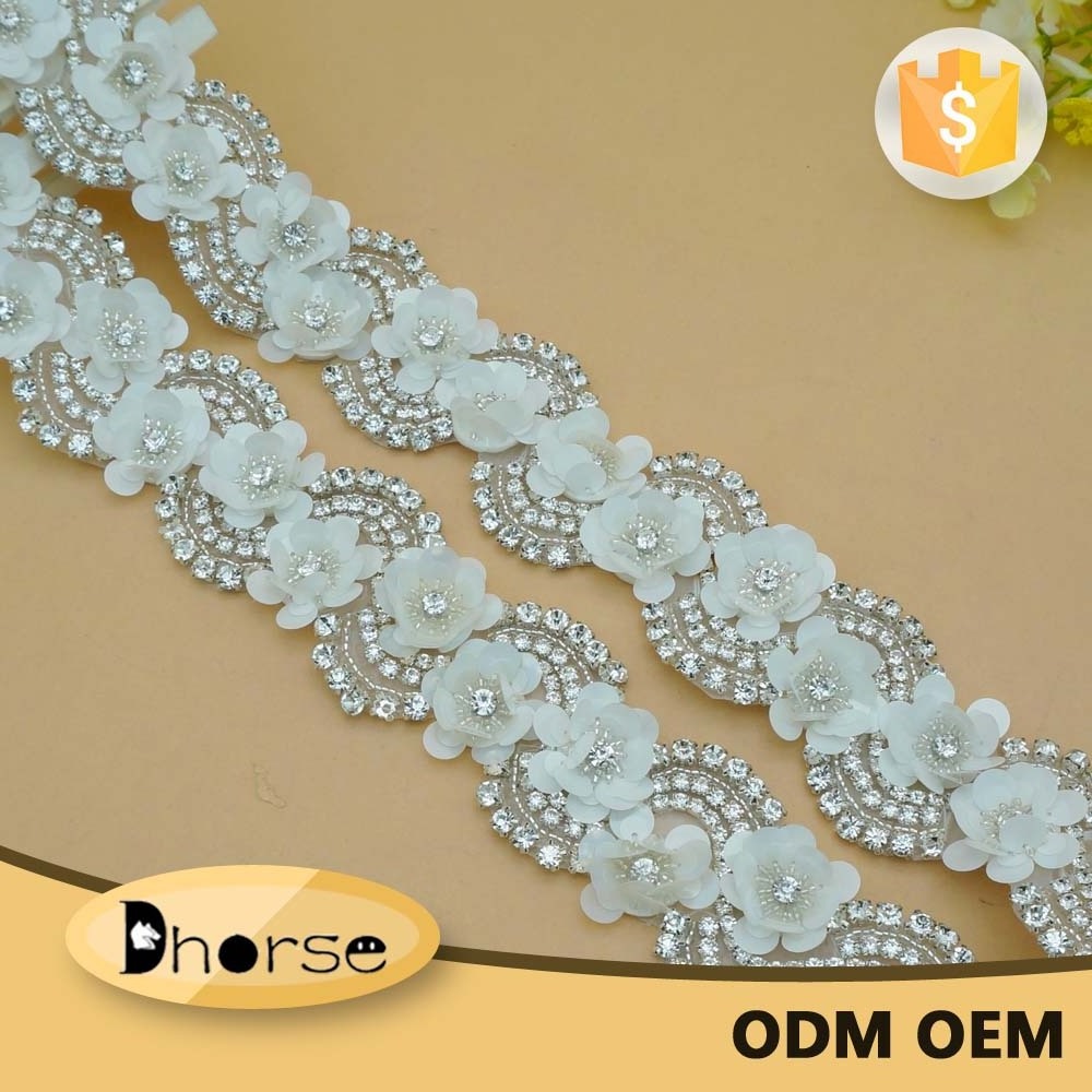 2018 New arrival DIY Craft 3D Flower crystal rhinestone banding for garment accessory