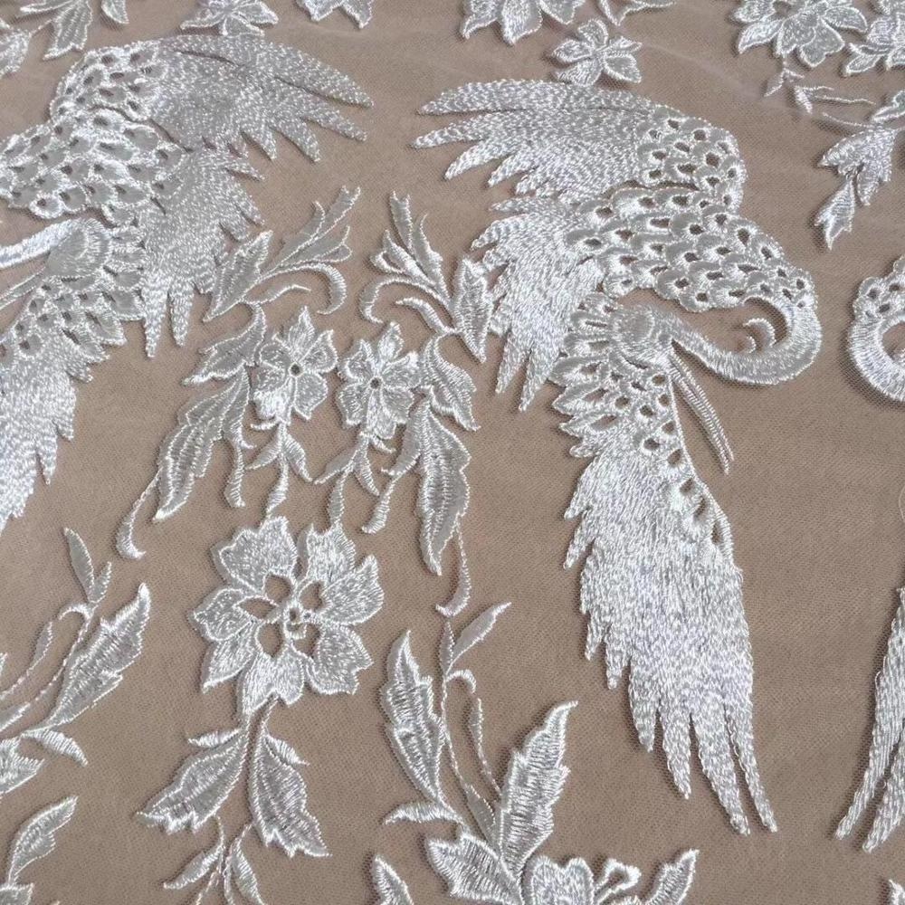 Fashion rhinestone embroidered mesh African bridal  tulle sunflower silk beaded stones embroidery  lace fabric