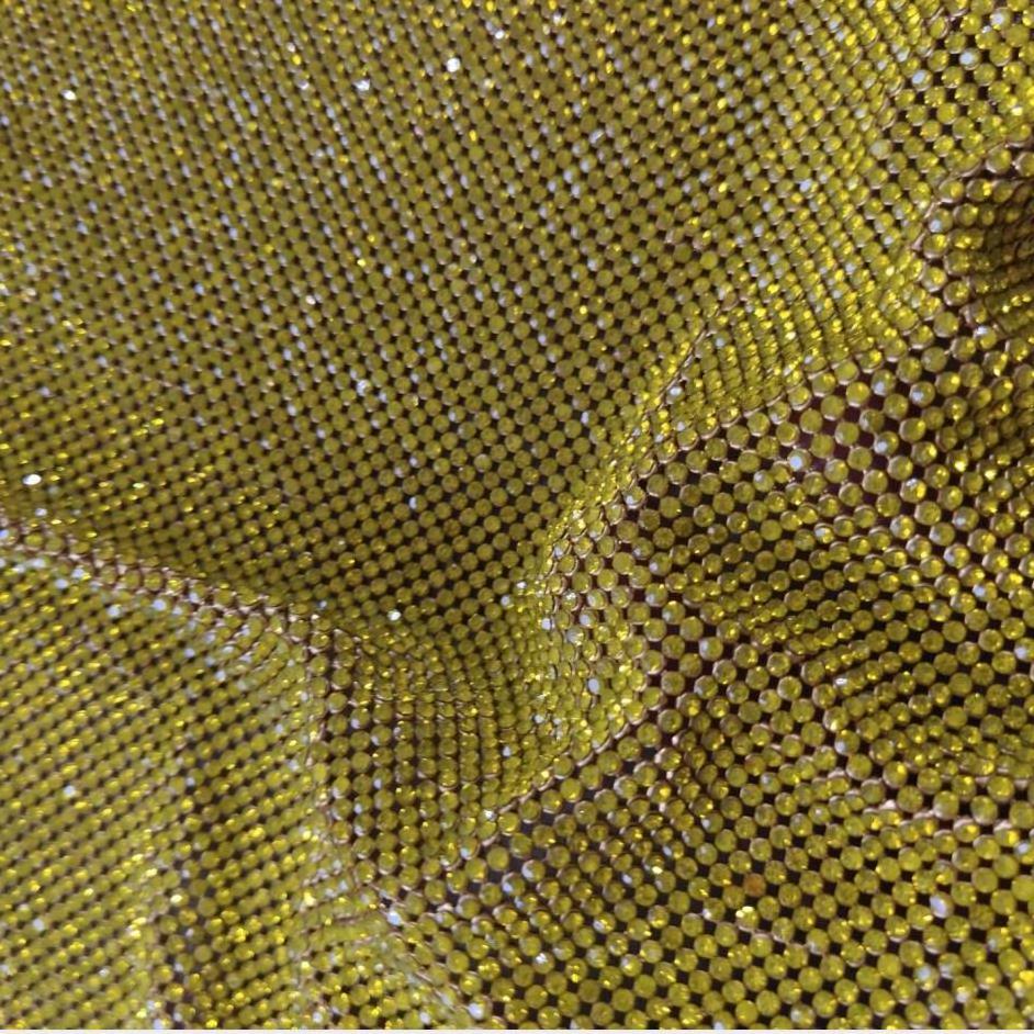 Hot sell customize 120*30cm gold/ navy blue aluminum rhinestone mesh fabric no glue 2mm rhinestone mesh