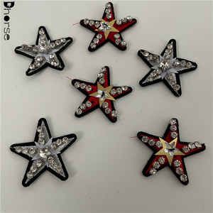 Dhorse hot selling bling sequins handmade rhinestone beaded star patches for clothes