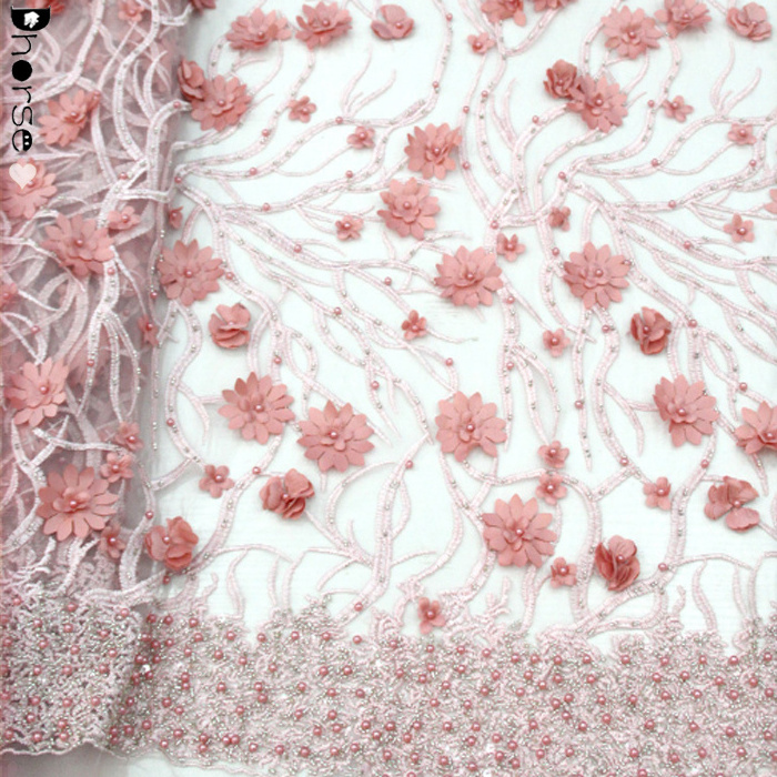 Fashion beige ivory white black green dark red red pink Austrian designs  flower embroidery curtain lace fabric