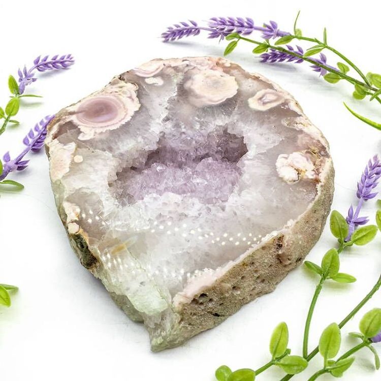 Wholesale Natural Pink amethyst specimen heading crystal gemstone flower agate slice  for home decoration and sale