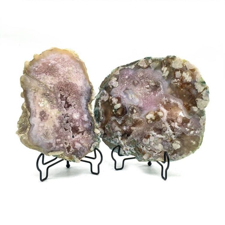 Wholesale Natural Pink amethyst specimen heading crystal gemstone flower agate slice  for home decoration and sale