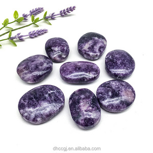 HOT sale high quality polished lepidolite palm stone purple grapes crystal stone for decoration and lucky gifts