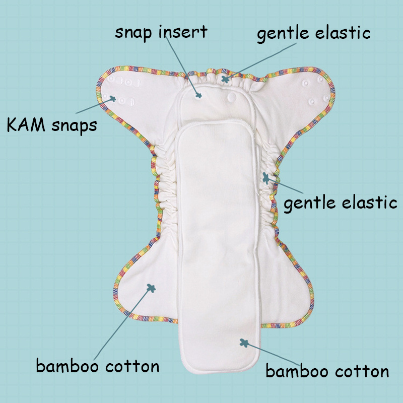 0-3 years old infant washable natural soft one size adjustable baby bamboo cotton cloth diapers fitted diaper pants