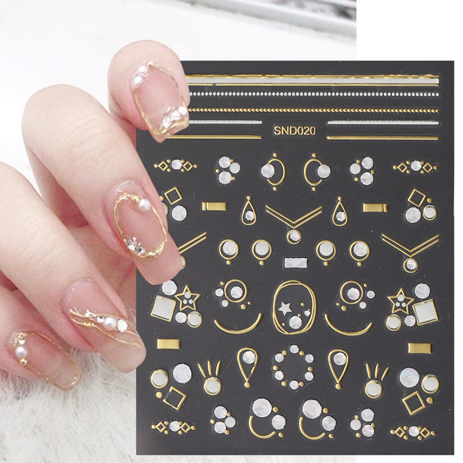 5D Nail Sticker Classic Diamond Bronzing Nail Tips Decals 3D Moon Star Nail Art Diamond Sticker