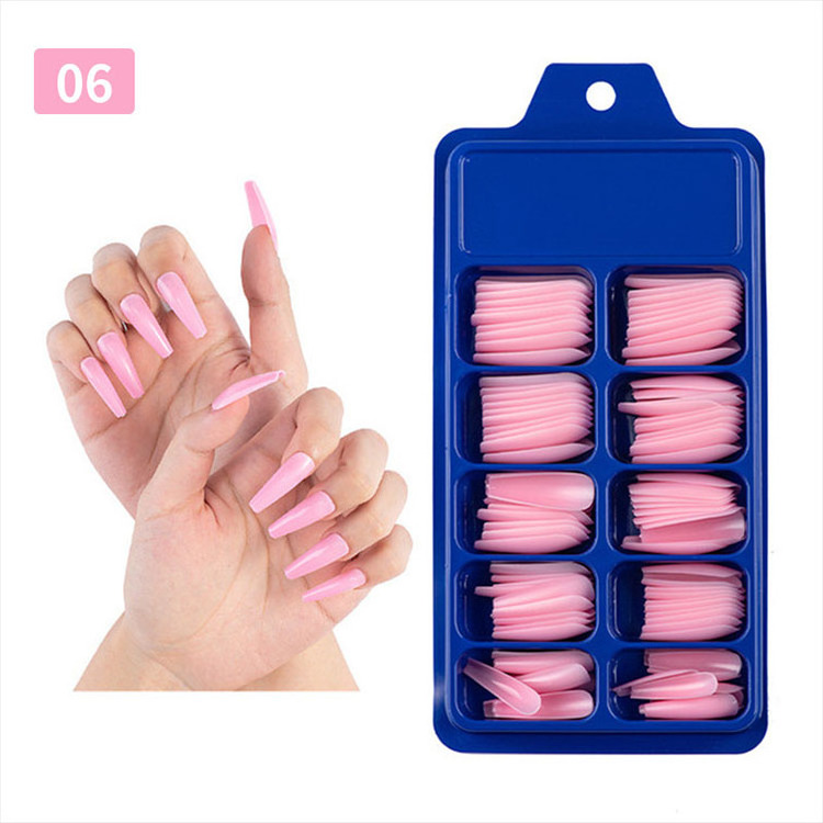 Multiple colors Blue Box Extra Long Ballerina False Nails Manicure Stickers Long Full Ballet Coffin Press On False Nails