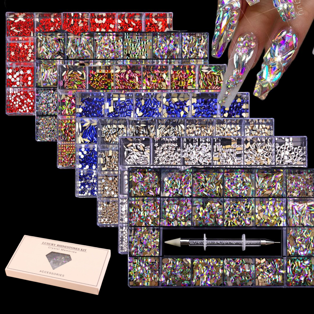 Rainbow Nail Art Mix Shape In Box  Flat Bottom Glass Rhinestone Nail Art Rhinestone Varies Style Nail Art Stone